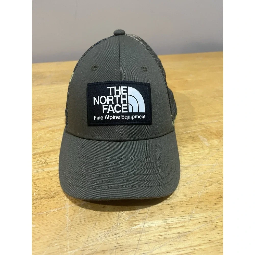 North Face Hat Cap Snap Back‎ Youth Camo Green Mesh Trucker Patch Outdoors